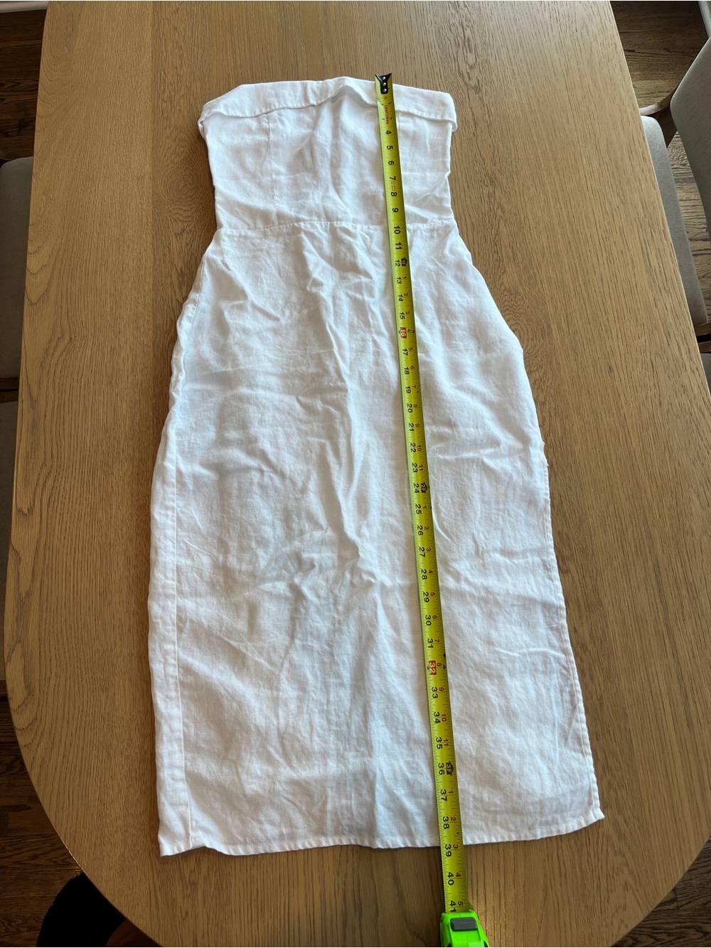 Reformation Marcella White Linen Strapless Midi Dress with Side Slit - Picture 10 of 16